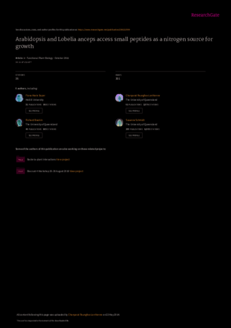 Arabidopsis and Lobelia anceps access small peptides as a nitrogen source for growth thumbnail