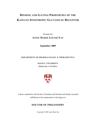 Binding and gating properties of the kainate ionotropic glutamate receptor thumbnail