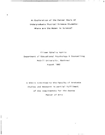 An exploration of the career goals of undergraduate physical science students : where are the women in science? thumbnail