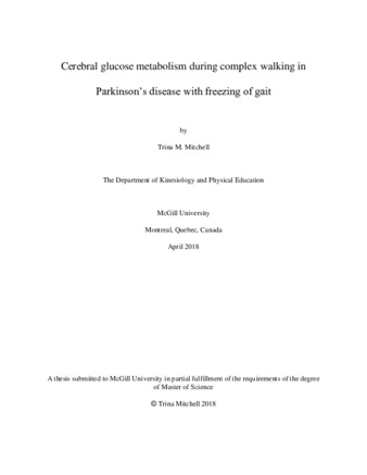 Cerebral glucose metabolism during complex walking in Parkinson's disease with freezing of gait thumbnail