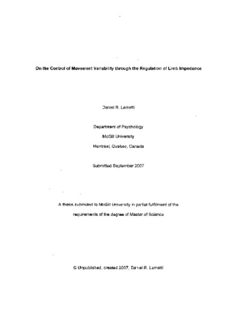 On the control of movement variability through the regulation of limb impedance thumbnail