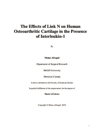 The effects of link N on human osteoarthritic cartilage in the presence of interleukin-1 thumbnail