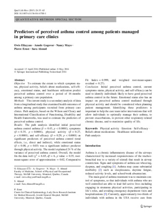 Predictors of perceived asthma control among patients managed in primary care clinics thumbnail