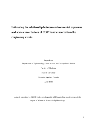 Estimating the relationship between environmental exposures and acute exacerbations of COPD and exacerbation-like respiratory events thumbnail