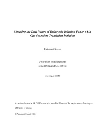Unveiling the Dual Nature of Eukaryotic Initiation Factor 4A  in Cap-dependent Translation Initiation thumbnail