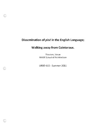 Dissemination of pisé in English language; walking away from Cointereaux thumbnail