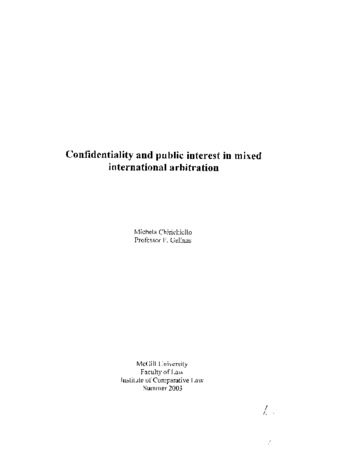 Confidentiality and public interest in mixed international arbitration thumbnail