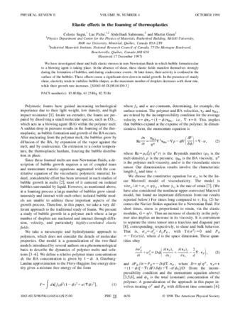 Elastic effects in the foaming of thermoplastics thumbnail