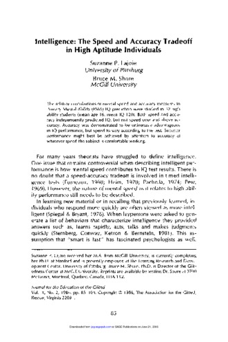 Intelligence: The speed and accuracy tradeoff in high aptitude individuals thumbnail