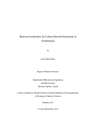 Biomass gasification for carbon dioxide enrichment in greenhouses thumbnail