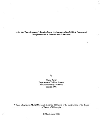 After the 'peace processes' : foreign donor assistance and the political economy of marginalization in Palestine and El Salvador thumbnail