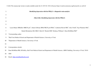 Identifying depression with the PHQ-2: A diagnostic meta-analysis thumbnail