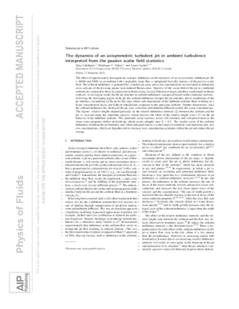 The dynamics of an axisymmetric turbulent jet in ambient turbulence interpreted from the passive scalar field statistics thumbnail