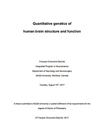 Quantitative genetics of human brain structure and function thumbnail
