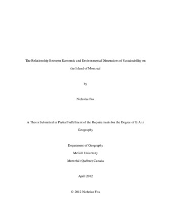 The Relationship Between Economic and Environmental Dimensions of Sustainability on the Island of Montreal thumbnail