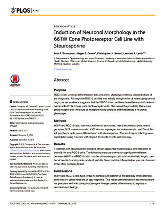 Induction of Neuronal Morphology in the 661W Cone Photoreceptor Cell Line with Staurosporine thumbnail