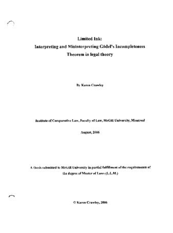 Limited ink : interpreting and misinterpreting GÜdel's incompleteness theorem in legal theory thumbnail