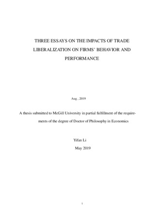 Three essays on the impacts of trade liberalization on firms’ behavior and performance thumbnail