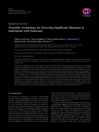 Wearable Technology for Detecting Significant Moments in Individuals with Dementia thumbnail