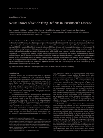 Neural Bases of Set-Shifting Deficits in Parkinson's Disease thumbnail