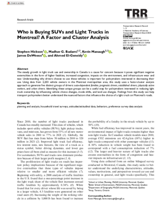 Who is Buying SUVs and Light Trucks in Montreal? A Factor and Cluster Analysis thumbnail