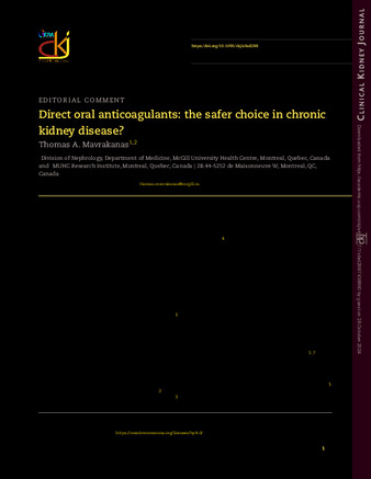 Direct oral anticoagulants: the safer choice in chronic kidney disease? thumbnail