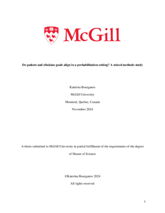 Do patient and clinician goals align in a prehabilitation setting? A mixed methods study thumbnail