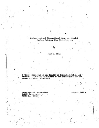 A numerical and observational study of bimodal surface raindrop size distributions / thumbnail