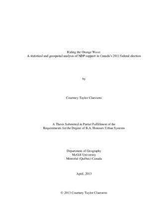 Riding the Orange Wave:A statistical and geospatial analysis of NDP support in Canada’s 2011 federal election thumbnail