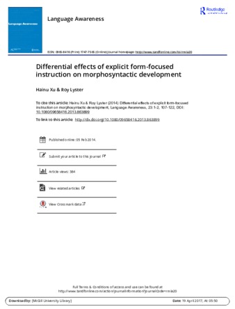 Differential effects of explicit form-focused instruction on morphosyntactic development thumbnail