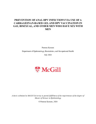 Prevention of anal human papillomavirus infection via use of a carrageenan-based gel and HPV vaccination in gay, bisexual, and other men who have sex with men thumbnail