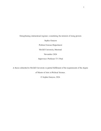 Strengthening international regimes: considering the interests of rising powers thumbnail