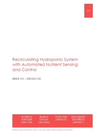 Recirculating Hydroponic System with Automated Nutrient Sensing and Control thumbnail