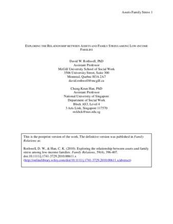 Exploring the Relationship Between Assets and Family Stress Among Low-Income Families thumbnail