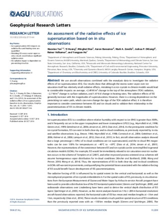 An assessment of the radiative effects of ice supersaturation based on in situ observations thumbnail