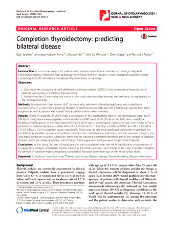 Completion thyroidectomy: predicting bilateral disease thumbnail