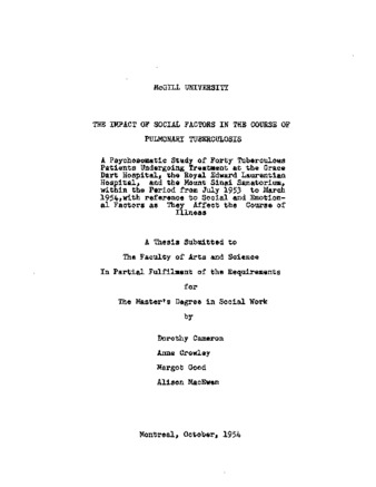 The Impact of Social Factors in the Course of Pulmonary Tuberculosis. thumbnail