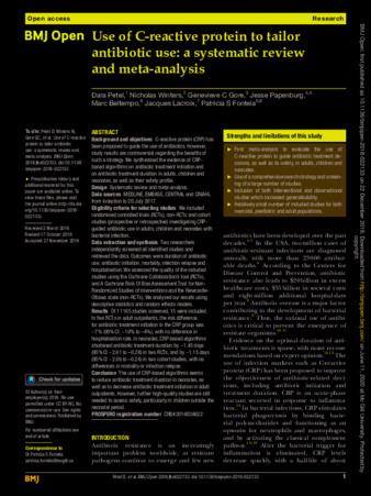 Use of C-reactive protein to tailor antibiotic use: a systematic review and meta-analysis  thumbnail