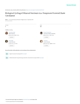 Biological Cycling of Mineral Nutrients in a Temperate Forested Shale Catchment thumbnail