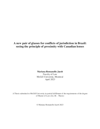 A new pair of glasses for conflicts of jurisdiction in Brazil: seeing the principle of proximity with Canadian lenses thumbnail