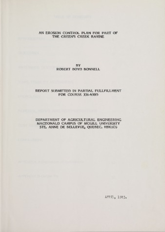 Erosion Control Plan for Part of the Green's Creek Ravine thumbnail