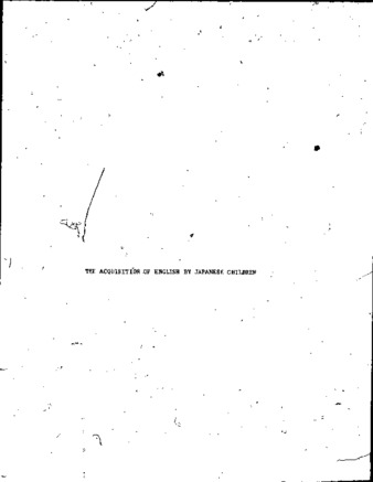 The acquisition of the English verbal system by two Japanese children in a natural setting / thumbnail