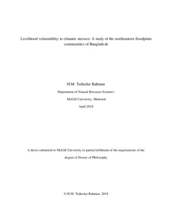 Livelihood vulnerability to climatic stresses: A study of the northeastern flood plain communities of Bangladesh thumbnail