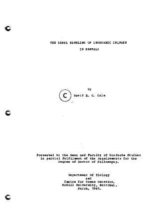 The renal handling of inorganic sulfate in mammals thumbnail