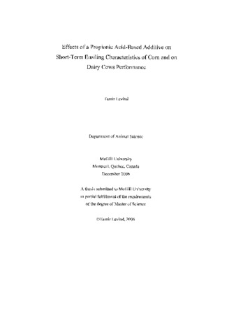 Effects of a propionic acid-based additive on short-term ensiling characteristics of corn and on dairy cows performance thumbnail