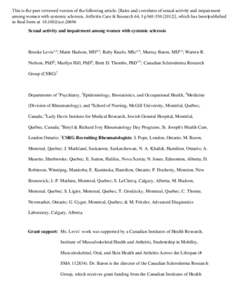Rates and correlates of sexual activity and impairment among women with systemic sclerosis thumbnail