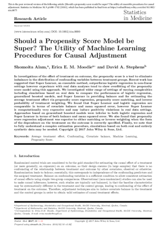 Should a propensity score model be super? The utility of ensemble procedures for causal adjustment thumbnail
