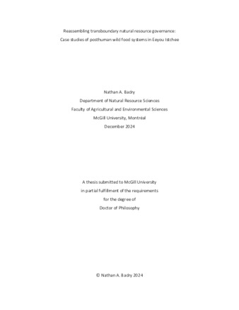 Reassembling transboundary natural resource governance: Case studies of posthuman wild food systems in Eeyou Istchee thumbnail