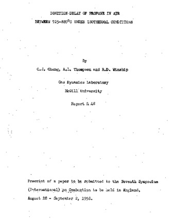 Ignition delay of propane in air between 725-880 degrees C. under isothermal conditions thumbnail