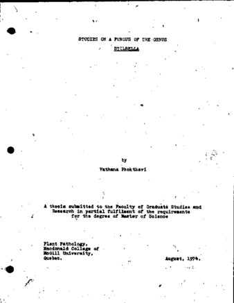 Studies on a fungus of the genus Stilbella. thumbnail